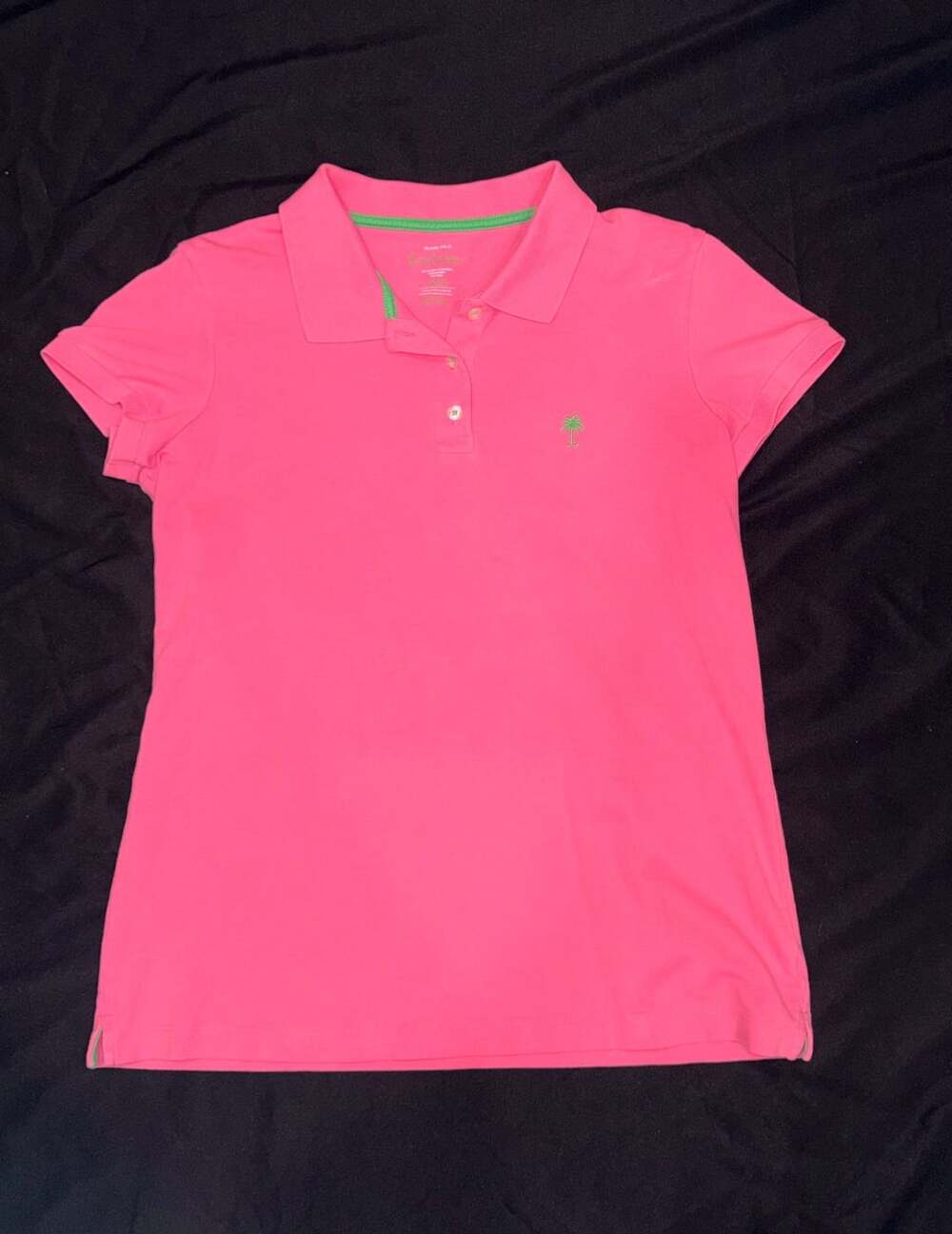 Lilly Pulitzer Island Polo Size L Hot Pink Cotton Spandex
